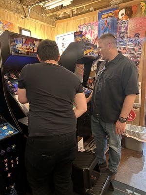 Retro working arcade cabinets!! My husband and brother-in-law had the best time. Very nostalgic and so cool!