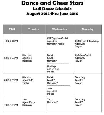 Lodi Class Schedule Fall 2015