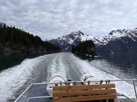 View over the stern as we head back to Valdez.