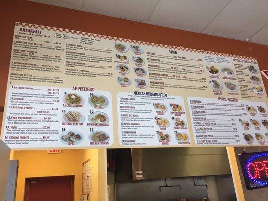 Overhead menu