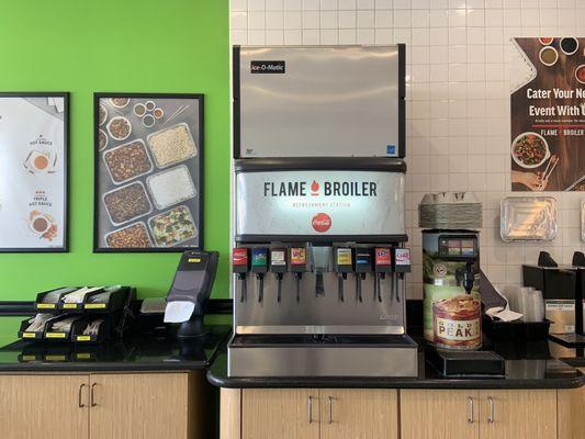 Fountain drinks along w the sauces station 3.21.24