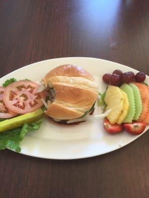 Superb burger! I substituted the fries for fruit. Great meat taste!