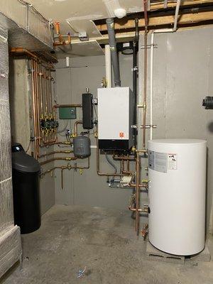 Viessmann wall hung boiler, indirect hot water heater, water sof