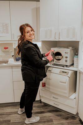 Dental hygienist at work in the sterilization at Sparks dentist Kanellis Family Dentistry