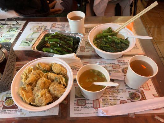 Trio Dumplings Lo Mein Chinese Vegetables Vegetable Soup