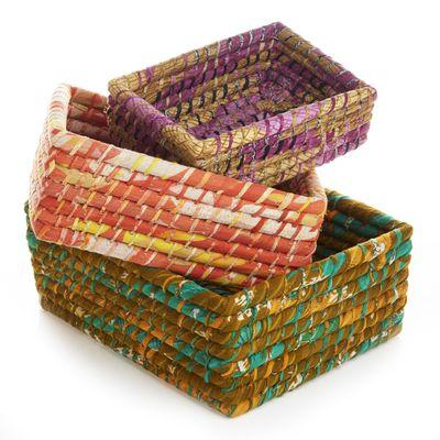 Fair Trade repurposed Sari baskets from Bangladesh