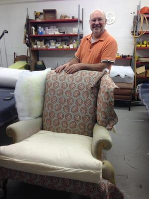 Mother/daughter wingchair recover project in process.