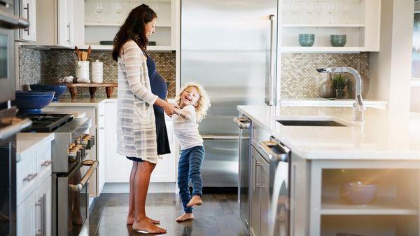 We would be just as happy as this smiling kiddo if I had a kitchen as gorgeous as this! We absolutely love the backsplash!