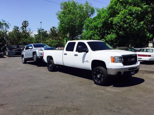 The truck taking my car-