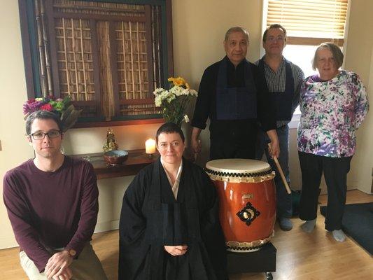 Taiko drum and JissoJi altar - pre-pandemic photo