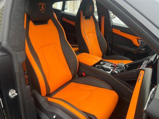 Custom center inserts and center console on this 2023 Lamborghini Urus S.