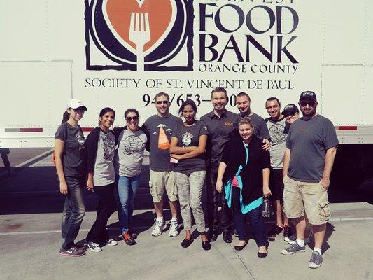 Exsilio's Irvine team taking a day to volunteer at Second Harvest Food Bank.