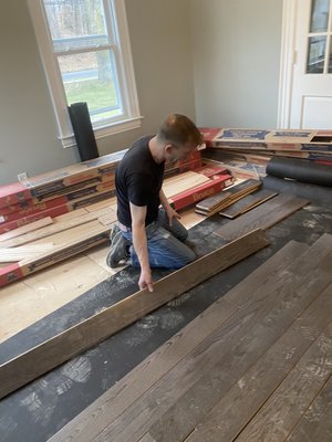 Prefinished hardwood flooring nail done install