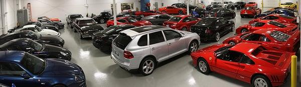 One of three rooms. This one houses the exotic cars. Another room houses Corvettes, and the third is home to muscle cars.