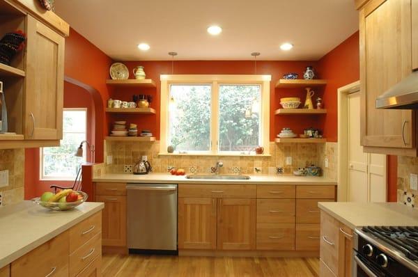 Southwest kitchen in a 1920's home in Oakland. Added new window & skylight to brighten up this kitchen.