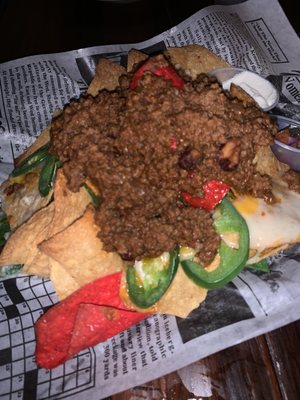 Nachos with chili added on