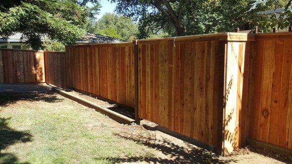 Redwood Top-Capped Fence with RV Gate and Double Man-Gate - Carmichael, CA