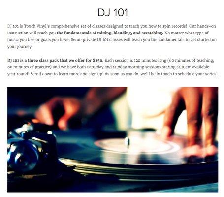 Want to learn how to DJ? We offer semi-private classes to get you spinning!