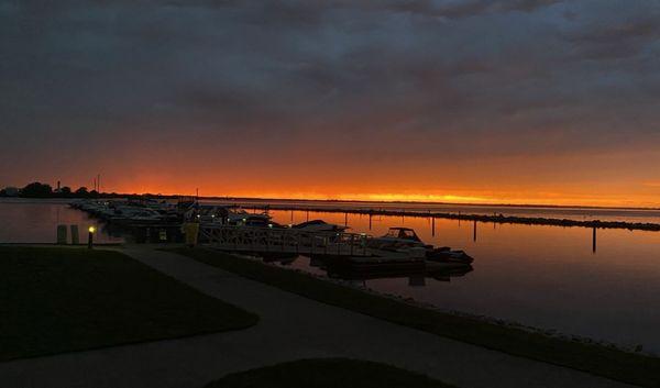 Sunset view from the outside seating area at Captain Jacks