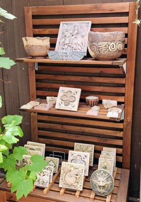 Displays in courtyard for items for purchase