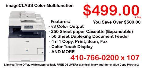 Current Special $499.00 Color Laser Printer, Copier Scanner thru 12/31/17