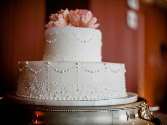 Lace Cake with Sugar Flowers