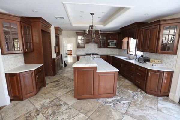 kitchen cabinets designed and installed also new tile floor. Burlington Vermont in 2020.