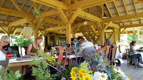 Drawing workshops in the solar pavilion