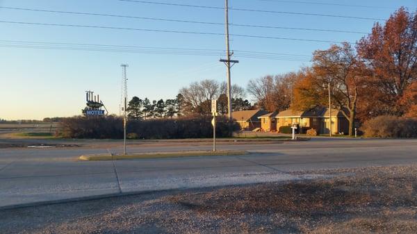 Across the street. Great hometown motel.