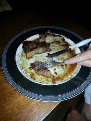 After cutting the steak into strips with a knife,I was able to cut it into bites with a fork.