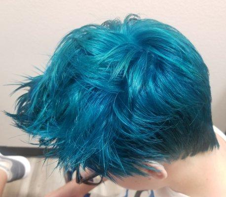 Aqua blue fashion color done by Kim