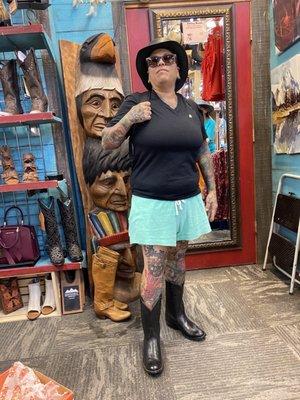 Purchased leather hat and boots