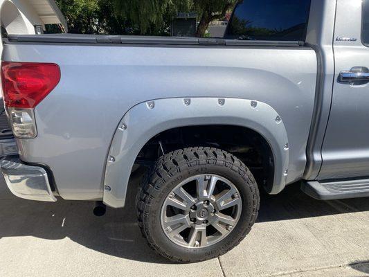 Rear fender flares painted to match truck