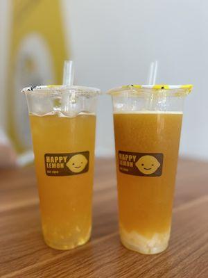 Mango green tea (E11) and Passionfruit Mango green tea (S1)  (ignore the gap at the top we took a few sips)