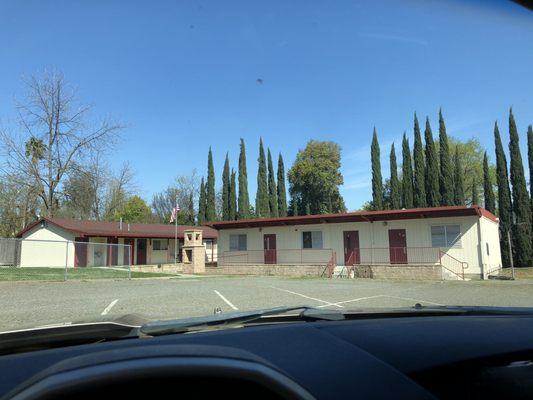 Buildings in back of church