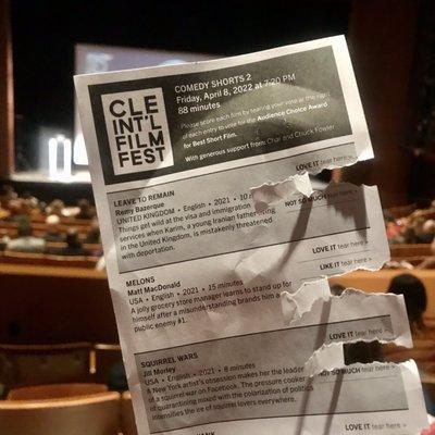 AT ALLEN THEATRE for the CLE International Film Festival - on Friday, 8 April 2022 - I watched some amazing short stories