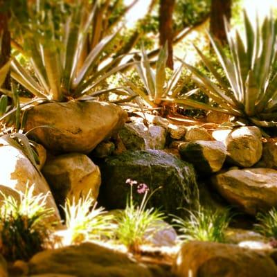 Waterfall near the gazebo