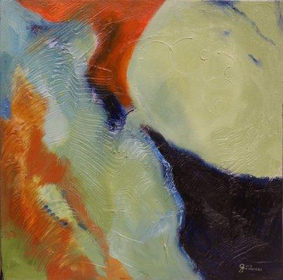 Landforms From Space-River Delta. Oil paintings on canvas, 20 x 20 inches.