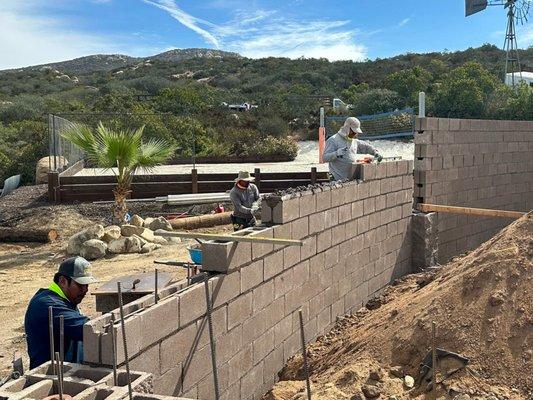 Retaining wall construction