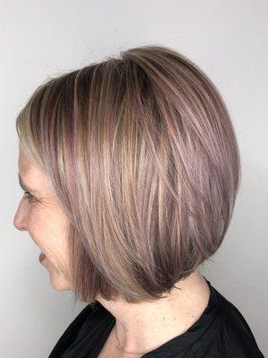 Customized Lavender Toning service on traditional, foil highlights