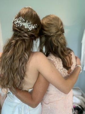 Bride and mother of the bride hair :)