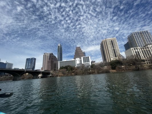 Downtown Austin from a kayak.