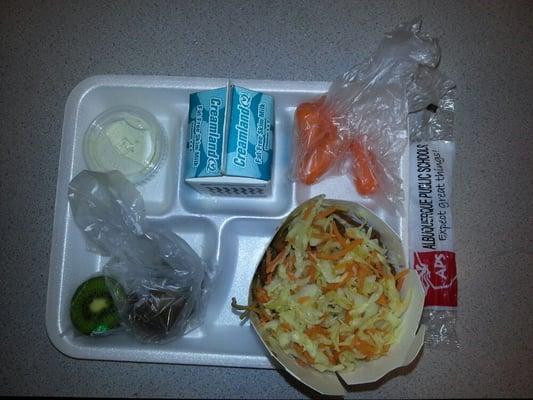 This is the school lunch on Monday, April 8, 2013.