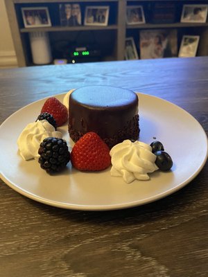 Chocolate mousse with berries and chantilly cream - divine!