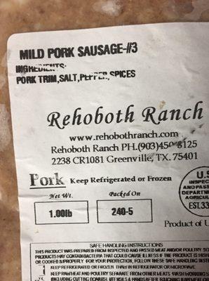 Pork sausage from the farm