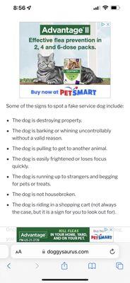 Laws of what is and isn't a service animal