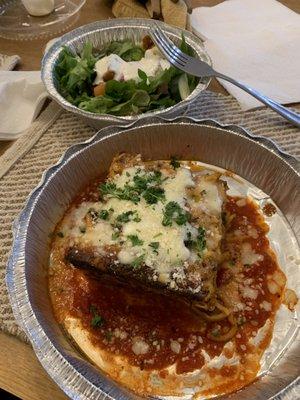 Monday night special: Baked spaghetti with a side salad!