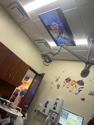 Tv in ceiling so kids can look up.