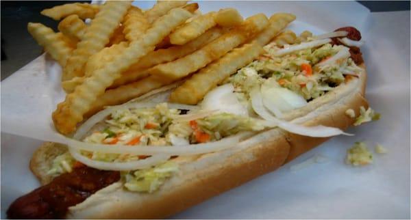 footlong Chili, Cheese, & Slaw dog