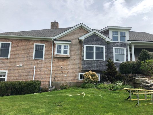 See the difference instantly on this cedar shingle siding!